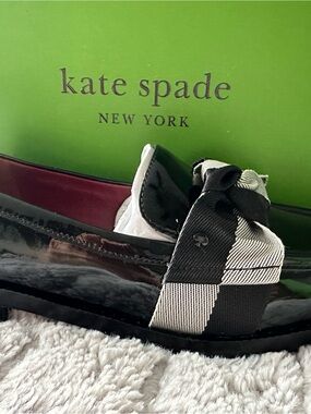 kate spade Black Patent Girls Bow-Trim Ballet Flat